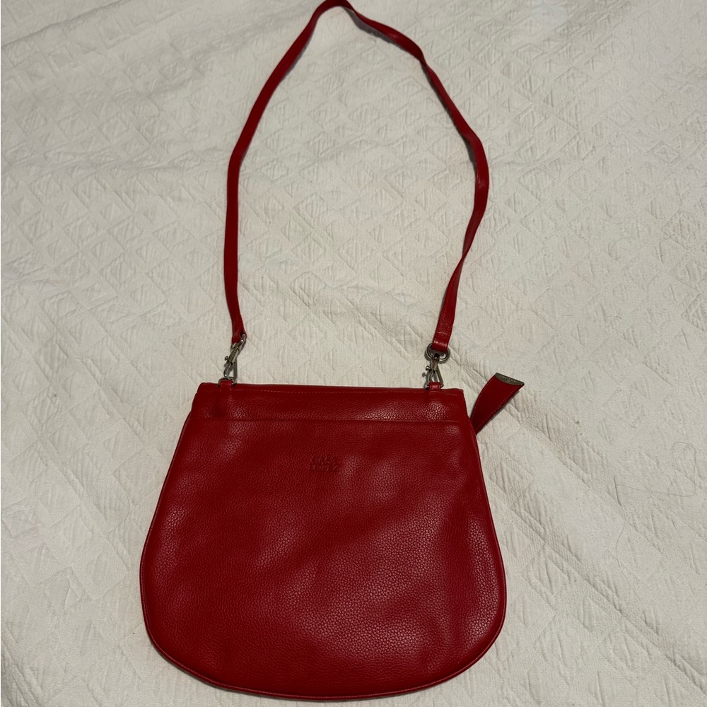 Red Casa Lopez all leather purse from Argentina.
